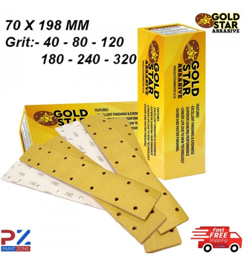 SANDING STRIPS 70 X 198 MM MIX BRAND GOLDSTAR GRITS FROM 40 TO 320